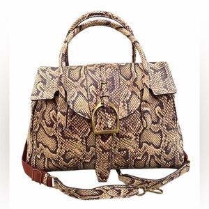 Margot New York Victoria  Stirrup Snake Print Satchel